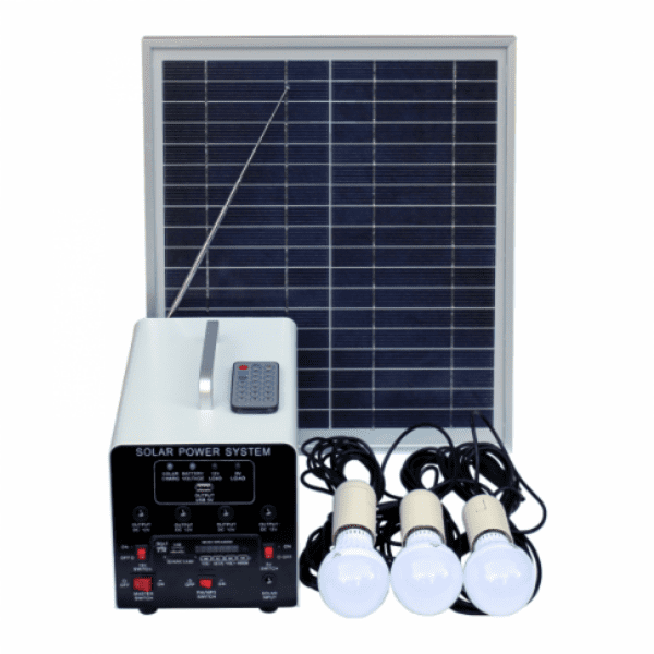 15W Off-Grid Solar Lighting System With 3 Led Lights, Fm Radio, Mp3 Player, Solar Panel And Battery