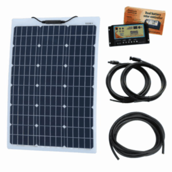 60W 12V reinforced semi-flexible dual battery solar charging kit