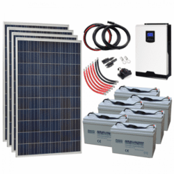 1440w 24V Complete Off-Grid Solar Power System, 4 X 360W Monocrystalline Solar Panels, 3Kw Hybrid Inverter And 6 x 100AH Batteries
