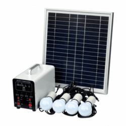 15W Off-Grid Solar Lighting System With 4 Led Lights, Solar Panel And Battery