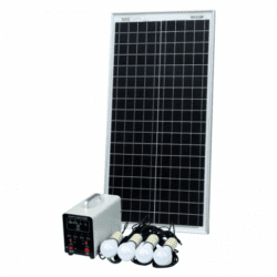Off-Grid Solar Lighting System With 40W Solar Panel, 4 Led Lights, Solar Charge Controller And Lithium Battery