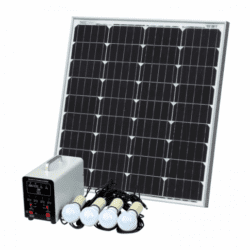 Off-Grid Solar Lighting System With 80W Solar Panel, 4 Led Lights, Solar Charge Controller And Lithium Battery