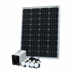 Off-Grid Solar Lighting System With 100W Solar Panel, 4 Led Lights, Solar Charge Controller And Lithium Battery