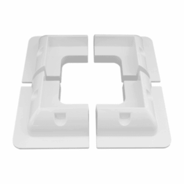 Set of 4 lightweight white plastic corner mounting brackets for campervan, caravan, motorhome, boat or any flat roofs and surfaces
