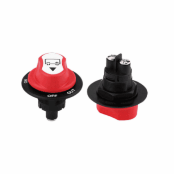 50A 12V/24V/48V panel mount battery isolator switch with M4 terminals