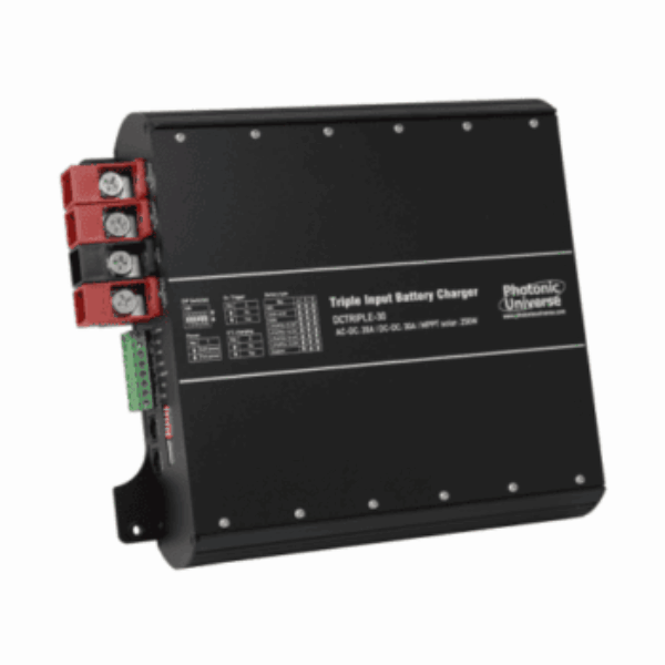 30A 12V DC to 12V DC Advanced Automatic Multi-Stage Triple Battery Charger with 20A MPPT solar input and 20A mains input for Lead Acid and Lithium Batteries