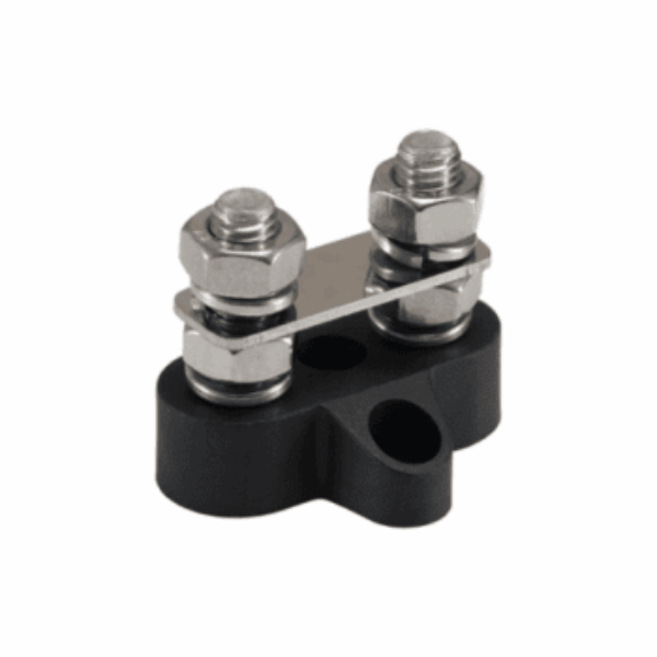 150A 48V black 2 way copper busbar with M8 terminals