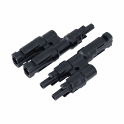 Pair of MC4 T-branch cable connectors / plugs for solar panels and photovoltaic systems