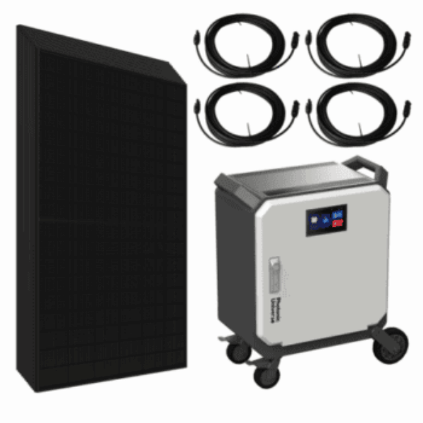 Complete 5kW off-grid power system with 5kWh high performance battery and 5kW solar power array