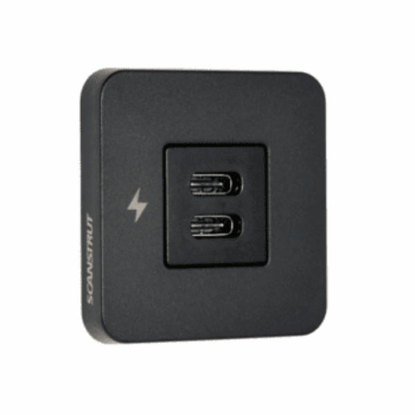 Scanstrut SC-TILE-20 Dual USB-C Interiors Charging Socket 12V/24V - Black Bezel