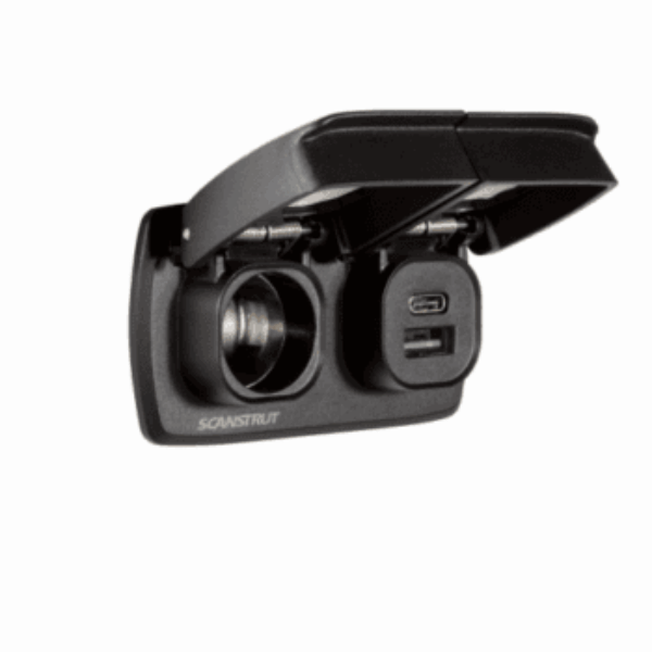 Scanstrut SC-MULTI-F2 Flip Pro Duo USB-A, USB-C and 12V Power Socket – 12V/24V Marine & RV Waterproof Fast Charger