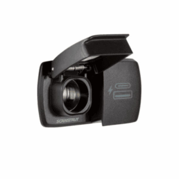 Scanstrut SC-MULTI-F2 Flip Pro Duo USB-A, USB-C and 12V Power Socket – 12V/24V Marine & RV Waterproof Fast Charger