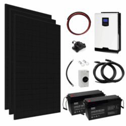 3kW Complete Off-grid Solar Power System with 3 x 430W Sharp solar panels, 3kW hybrid inverter and 2 x 200Ah lithium batteries