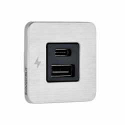Scanstrut SC-TILE-11 USB-A and USB-C Interiors Charging Socket 12V/24V - Stainless Steel Bezel