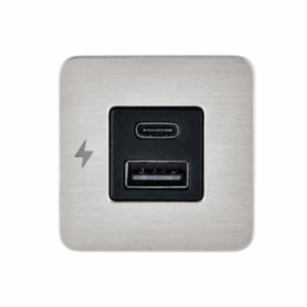 Scanstrut SC-TILE-11 USB-A and USB-C Interiors Charging Socket 12V/24V - Stainless Steel Bezel