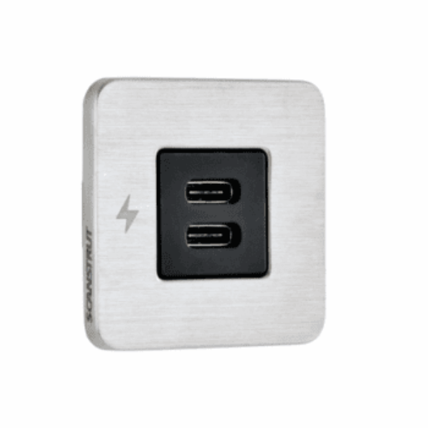 Scanstrut SC-TILE-21 Dual USB-C Interiors Charging Socket 12V/24V - Stainless Steel Bezel