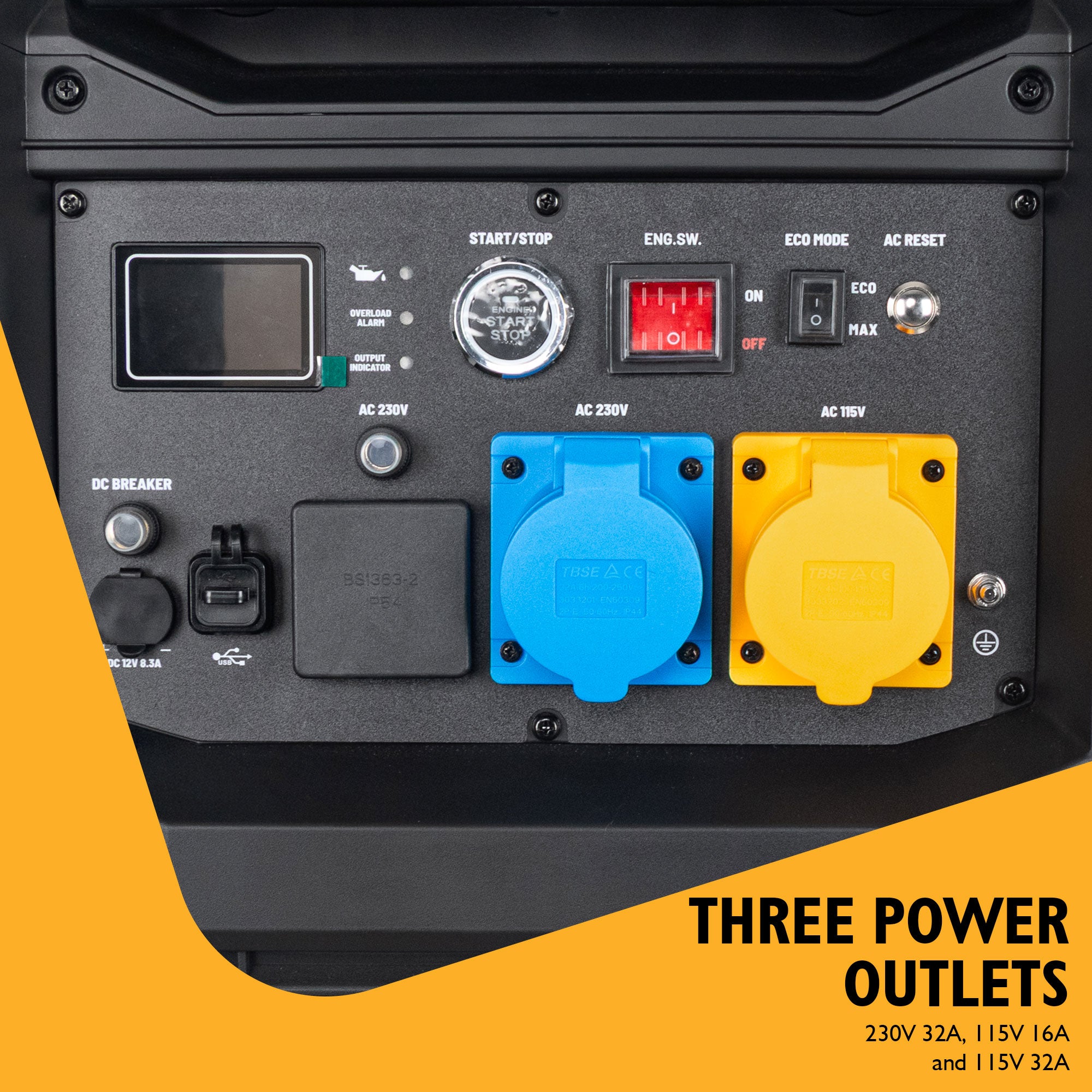 JCB 7.6kW / 3.8kW Dual-Voltage Inverter Generator, Remote Start | JCB-IG8500DVE - Image 4