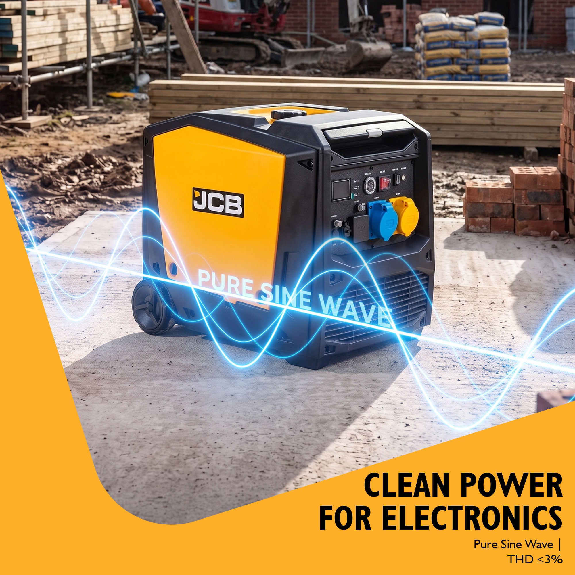 JCB 7.6kW / 3.8kW Dual-Voltage Inverter Generator, Remote Start | JCB-IG8500DVE - Image 3