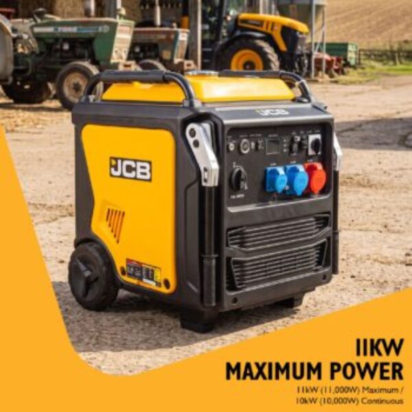 JCB 11kW Three-Phase Inverter Generator, 400V / 230V, Remote Start | JCB-IG12000DVE-3