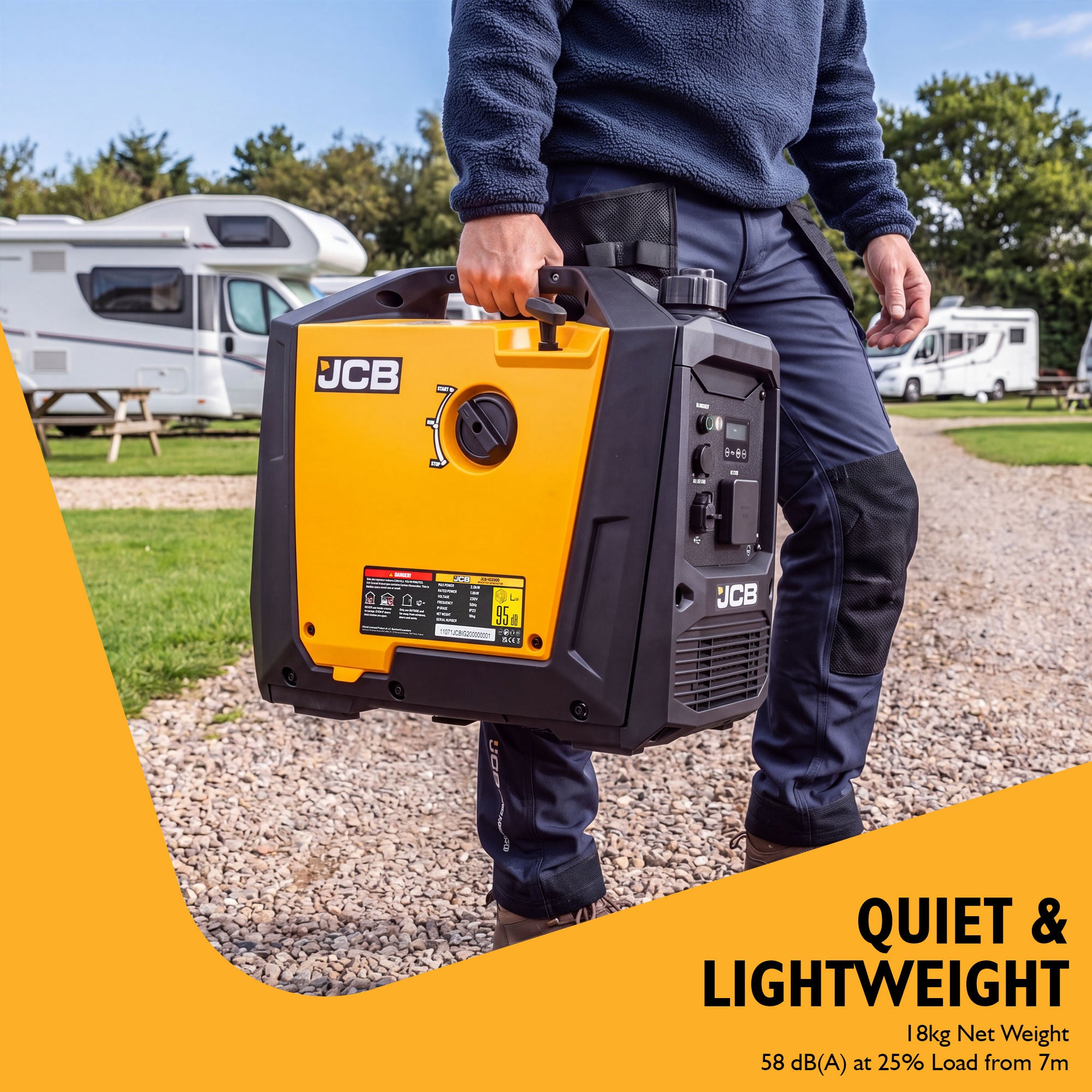 JCB 2kW Inverter Generator, Pure Sine Wave, Recoil Start | JCB-IG2000 - Image 4