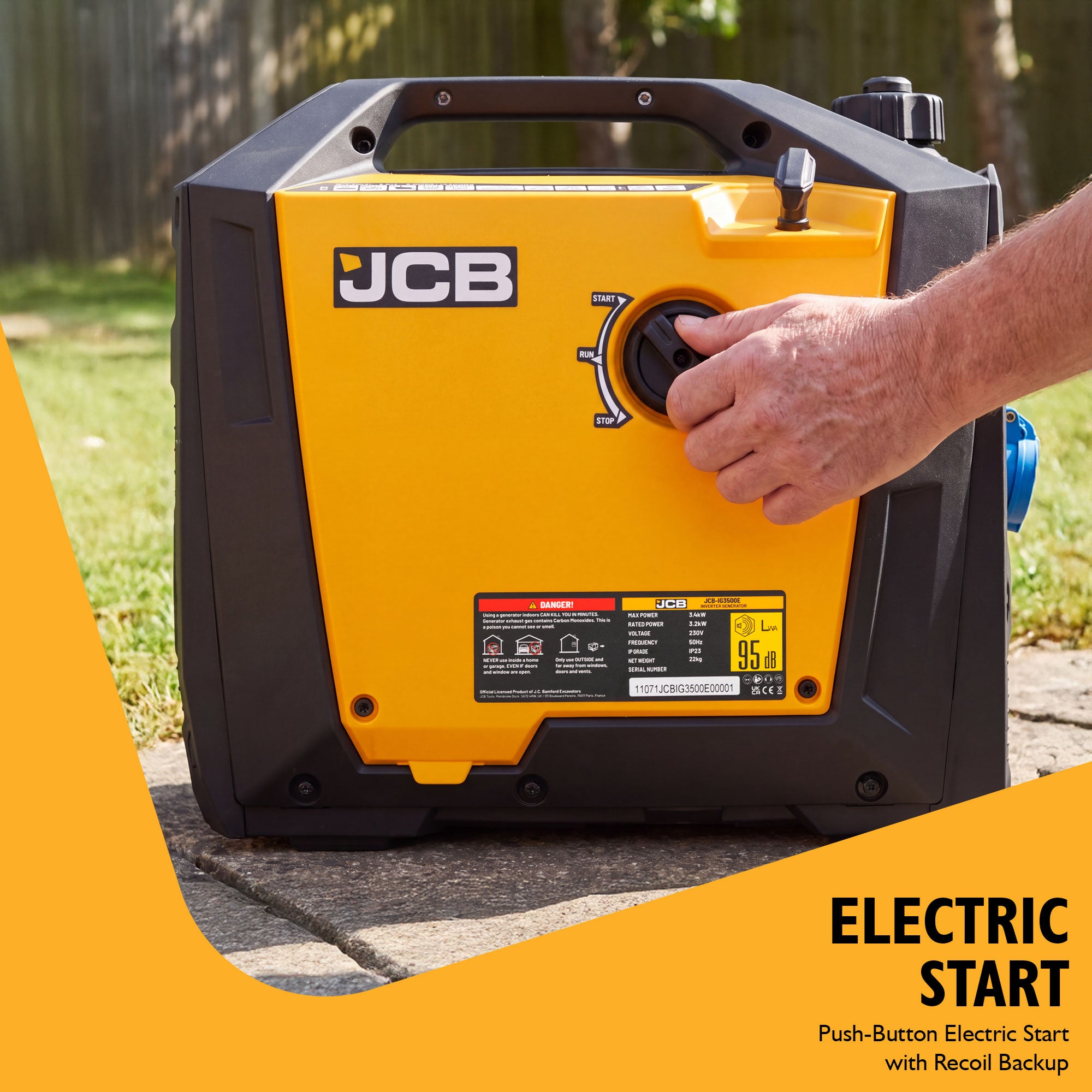 JCB 3.4kW Inverter Generator, Pure Sine Wave, Electric Start | JCB-IG3500E - Image 5
