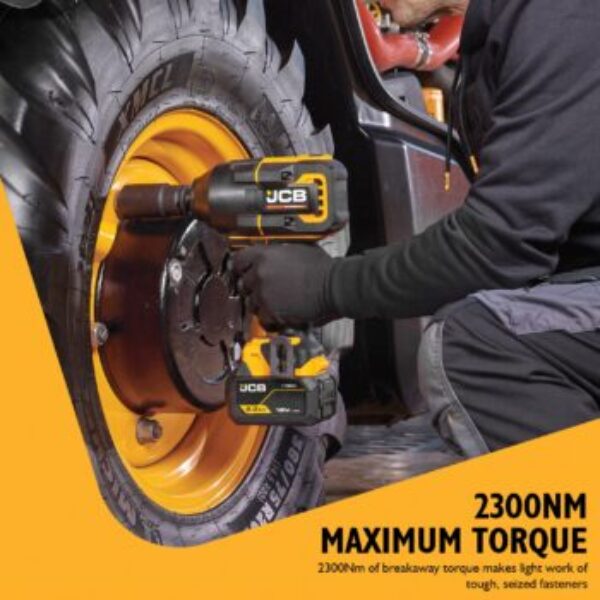 JCB 18V Brushless 1" Impact Wrench, 2,300Nm Breakaway, Body Only | JCB-18PIW-2300
