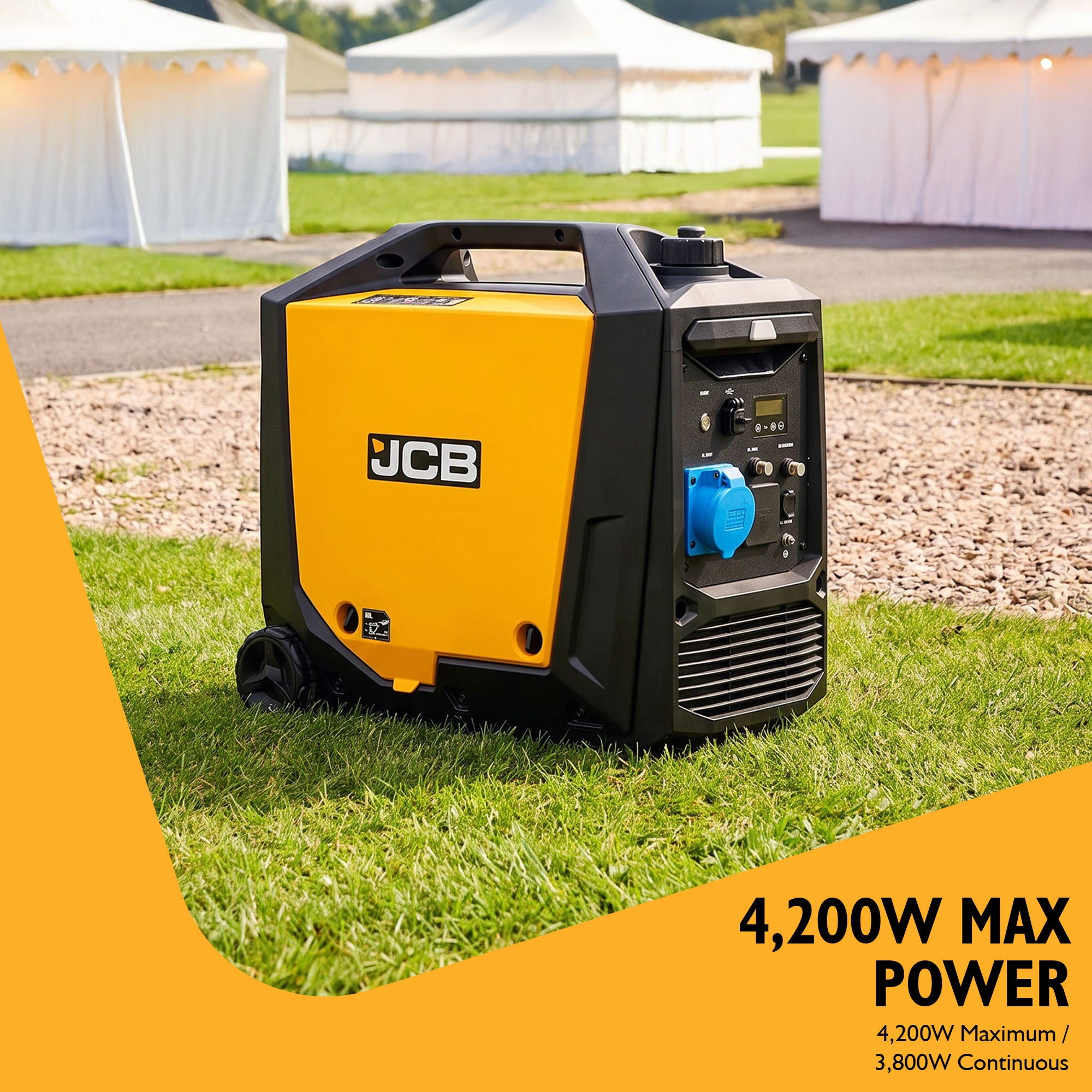 JCB 4.2kW Inverter Generator, Electric Start, Wheel Kit | JCB-IG4200E - Image 2