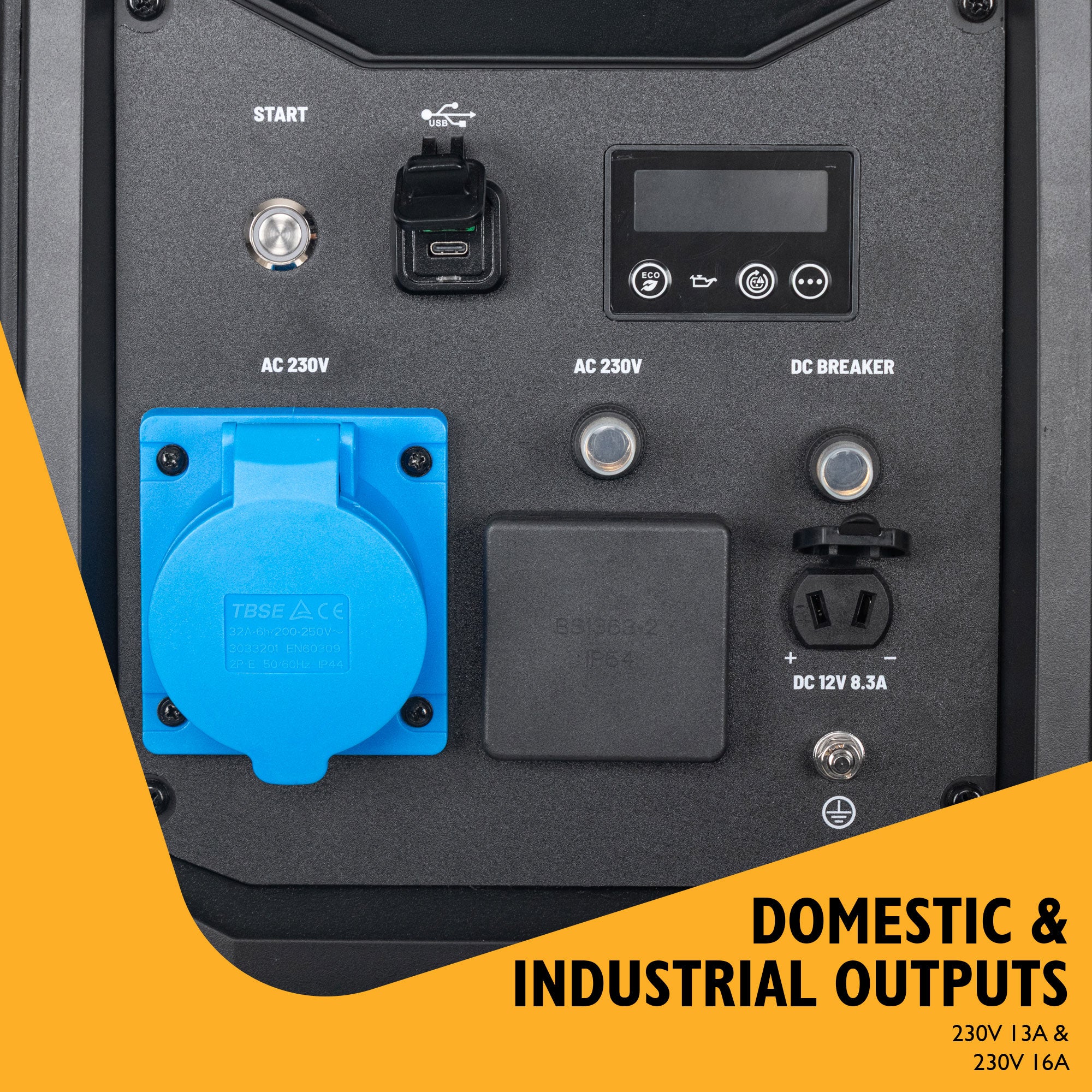 JCB 4.2kW Inverter Generator, Electric Start, Wheel Kit | JCB-IG4200E - Image 4