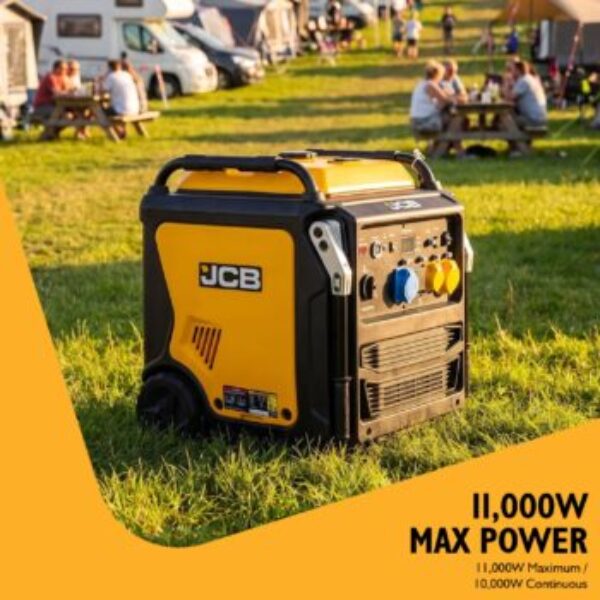 JCB 11kW Dual-Voltage Inverter Generator, Remote Start, Wheel Kit | JCB-IG12000DVE
