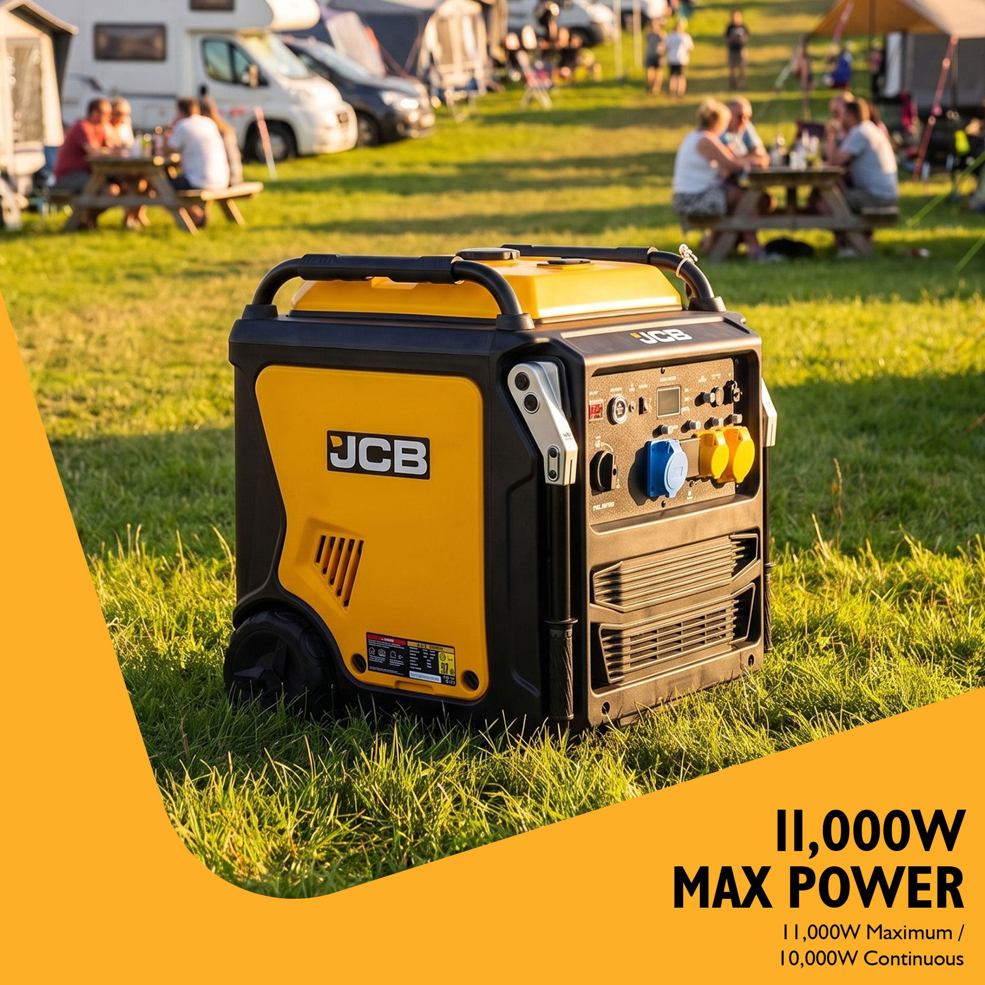 JCB 11kW Dual-Voltage Inverter Generator, Remote Start, Wheel Kit | JCB-IG12000DVE - Image 2