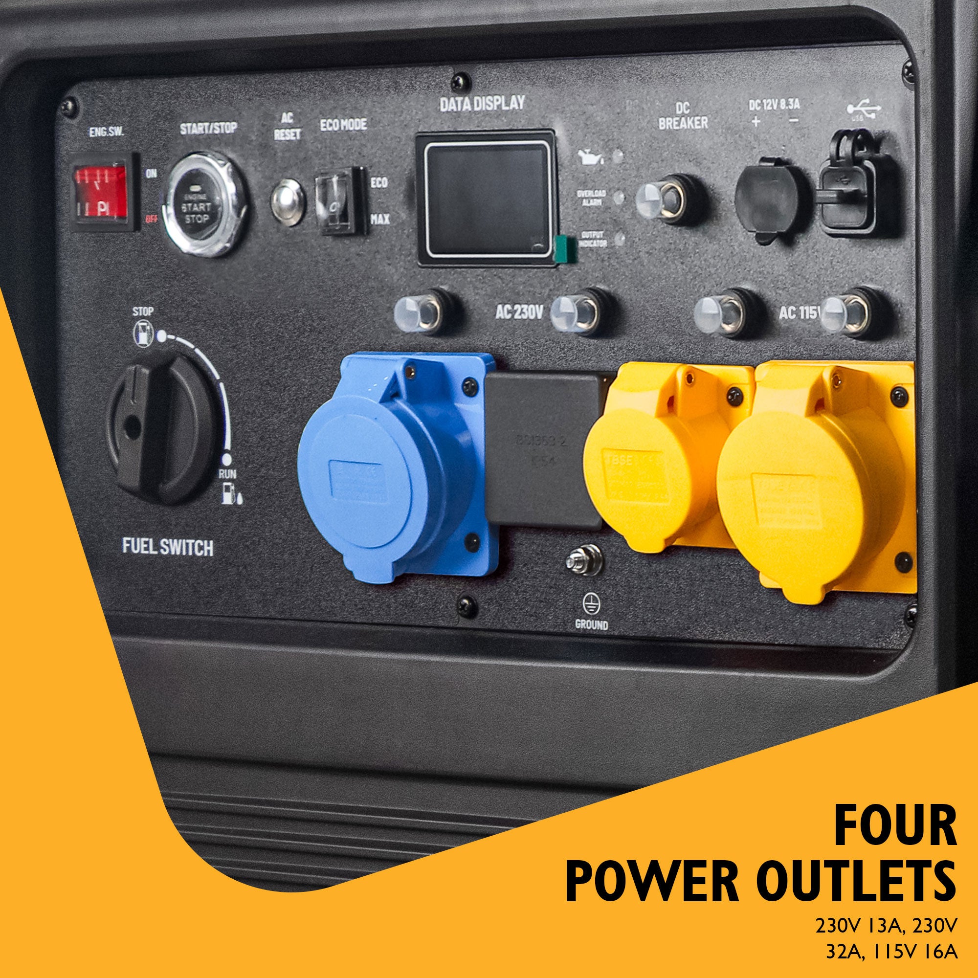 JCB 11kW Dual-Voltage Inverter Generator, Remote Start, Wheel Kit | JCB-IG12000DVE - Image 4