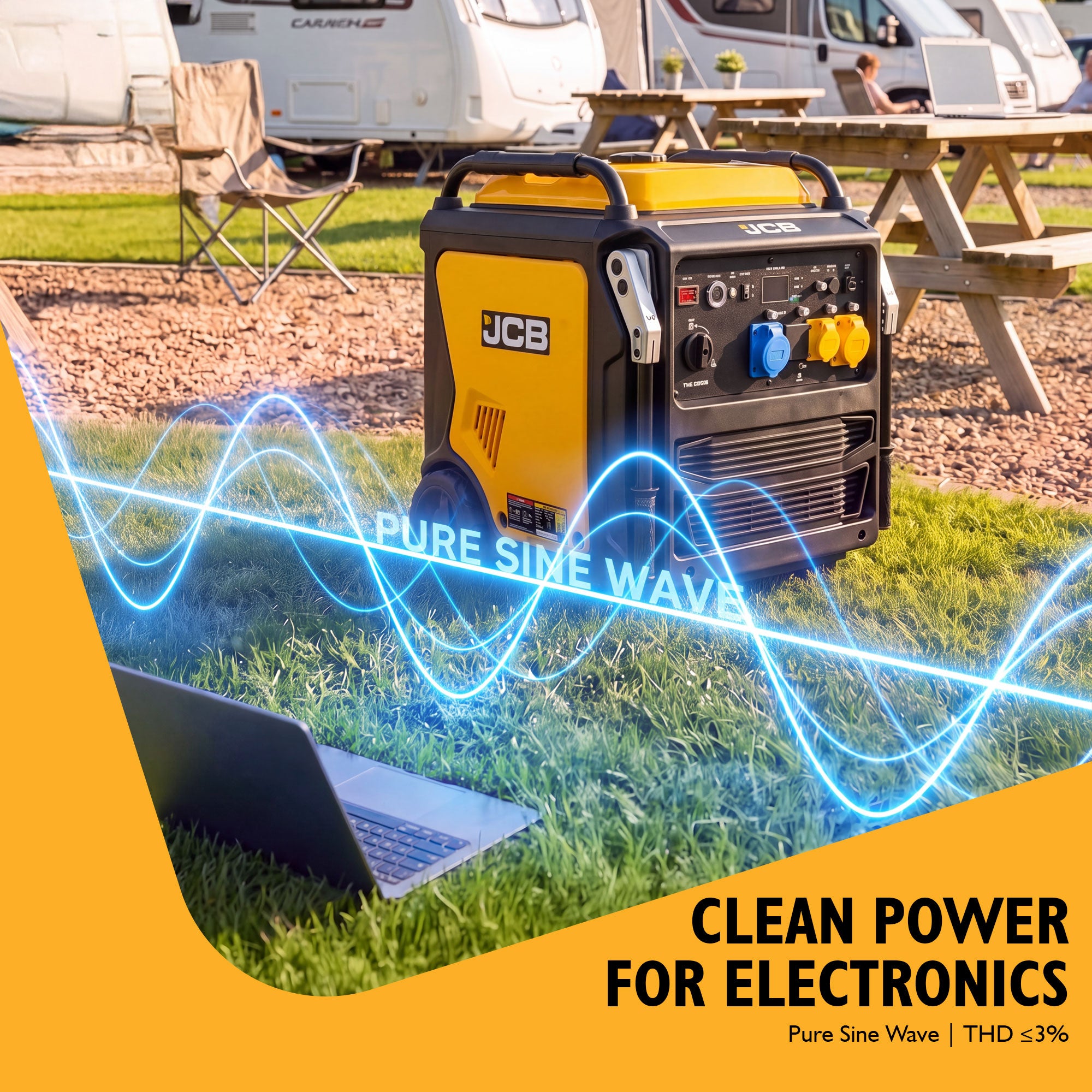 JCB 11kW Dual-Voltage Inverter Generator, Remote Start, Wheel Kit | JCB-IG12000DVE - Image 3