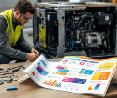 A technician performing maintenance on a generator to ensure efficiency and safety.