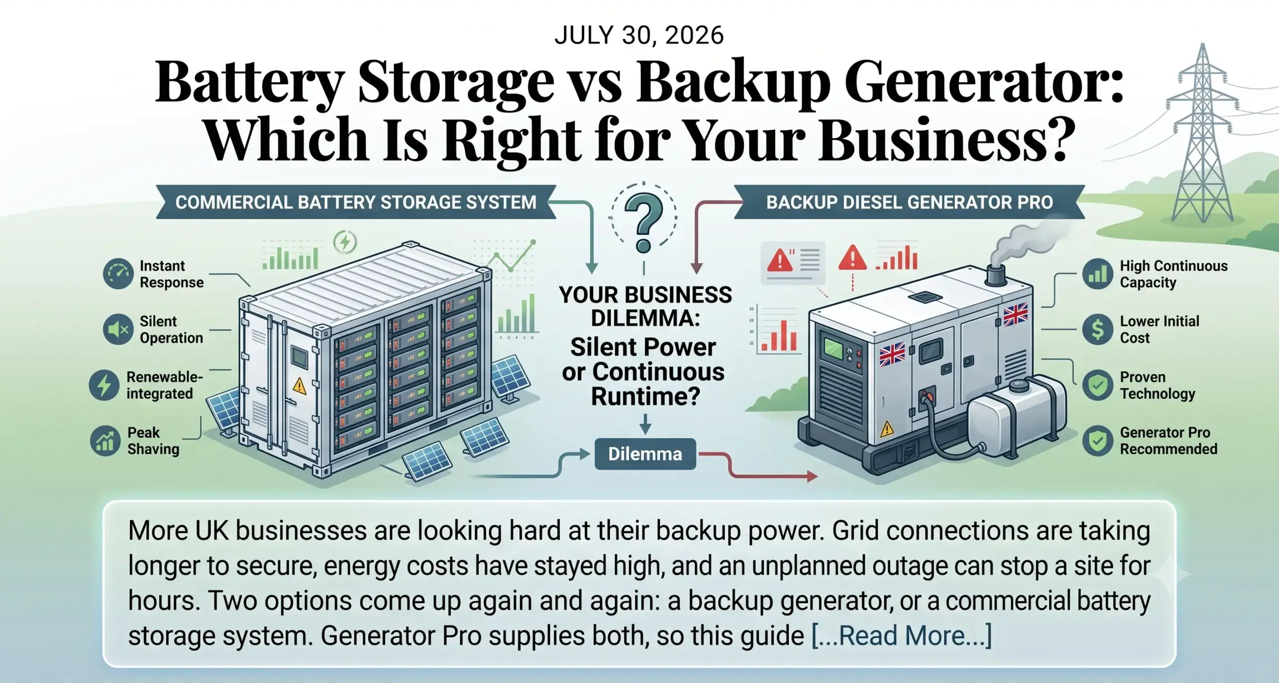 Battery Storage vs Backup Generator Which Is Right for Your Business