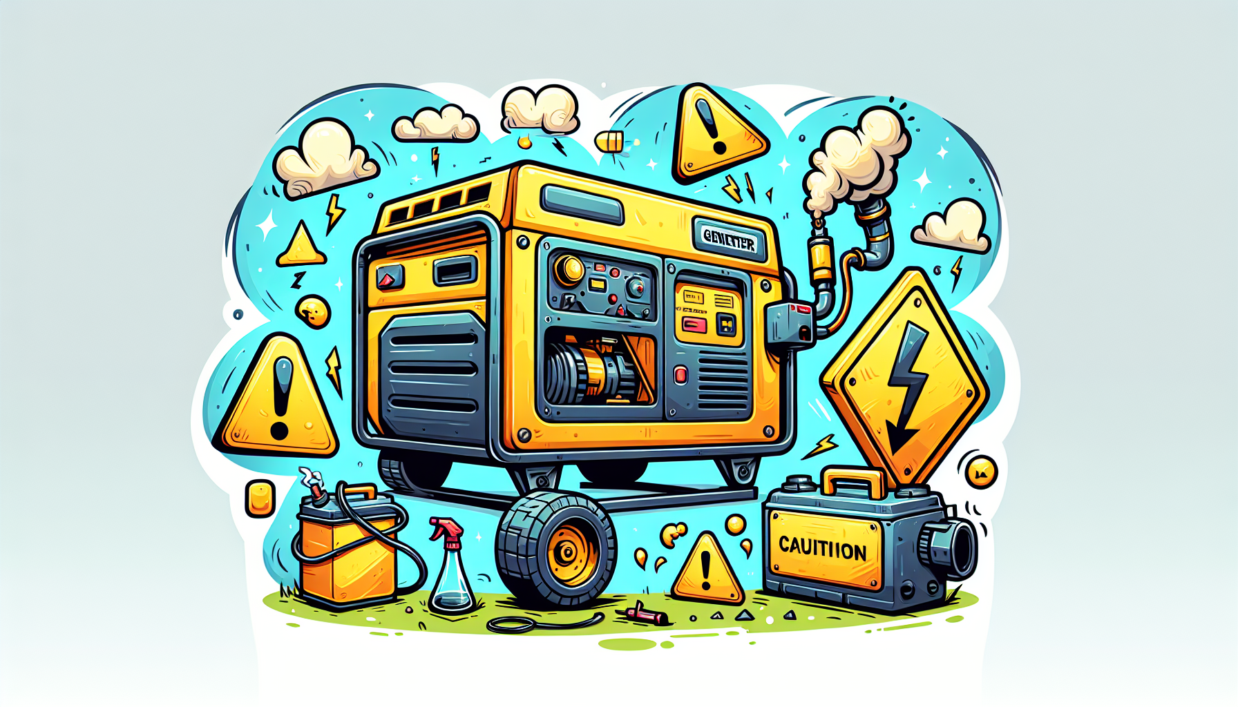 Illustration of a diesel generator with a warning sign indicating it won't start, highlighting common reasons for failure.