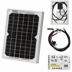 5W 12V Solar Trickle Charging Kit With 5A Solar Controller And Battery Cable With Crocodile Clips