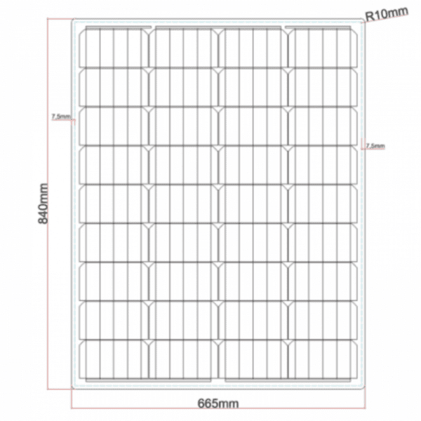 100W Black Reinforced Semi-Flexible Solar Panel With Round Rear Junction Box And 3M Cable, With Durable Etfe Coating – Arflxbjb-100M
