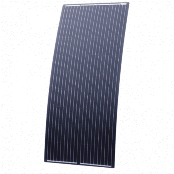 180W Black Reinforced Semi-Flexible Solar Panel With Round Rear Junction Box And 3M Cable, With Durable Etfe Coating