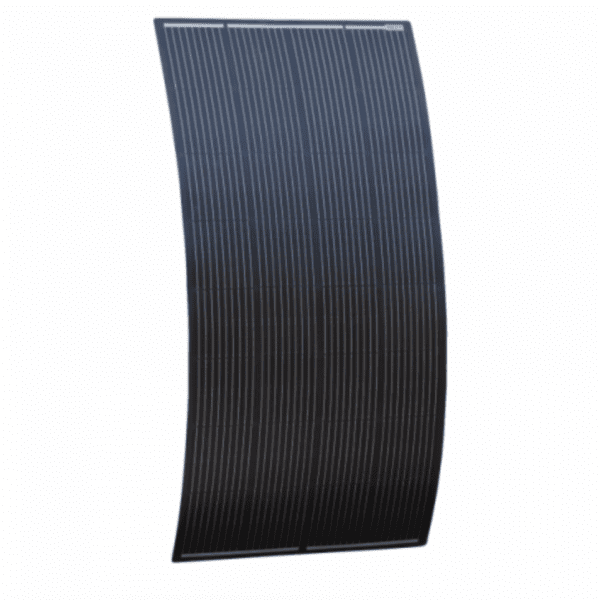 200W Black Semi-Flexible Fibreglass Solar Panel With Round Rear Junction Box And 3M Cable, With Durable Etfe Coating