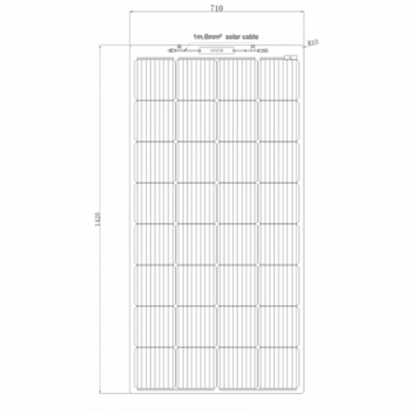 200W Semi-Flexible Fibreglass Solar Panel With Durable Etfe Coating