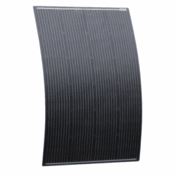 150W Black Semi-Flexible Fibreglass Solar Panel With Round Rear Junction Box And 3M Cable, With Durable Etfe Coating