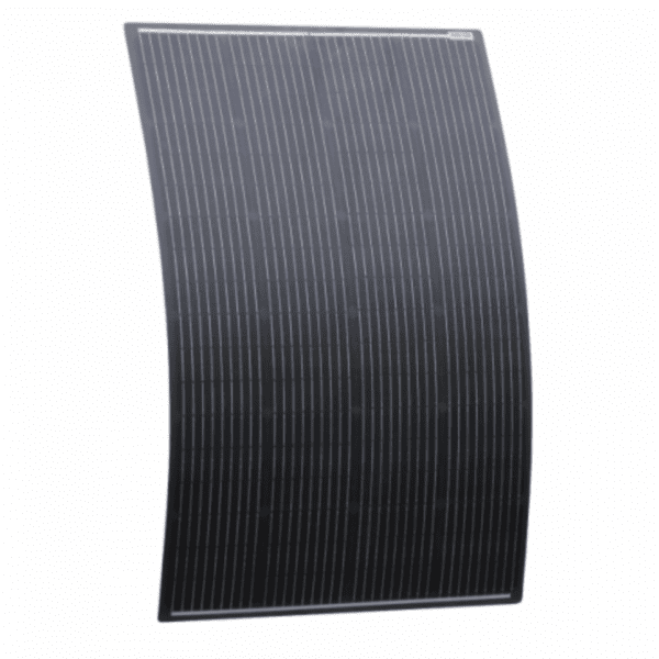 150W Black Semi-Flexible Fibreglass Solar Panel With Round Rear Junction Box And 3M Cable, With Durable Etfe Coating