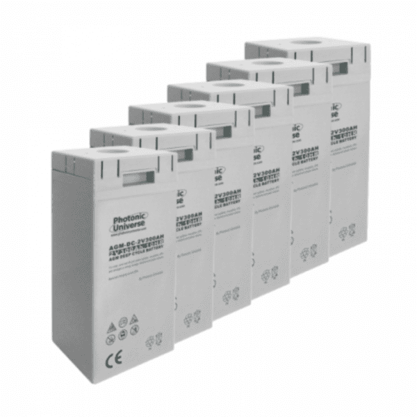 12V 300Ah Agm Deep Cycle Battery Bank (6 X 2V Batteries) For Large Power Systems And Energy Storage