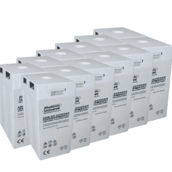 24V 500Ah Agm Deep Cycle Battery Bank (12 X 2V Batteries) For Large Power Systems And Energy Storage