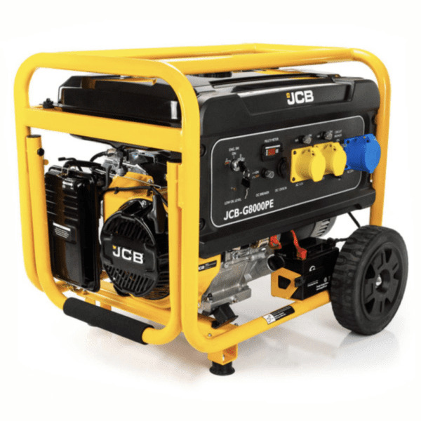 JCB 7.9kW / 9.8kVA Petrol Site Generator, 115V / 230V 15hp 457cc JCB Engine, Recoil & Electric Start | JCB-G8000PE