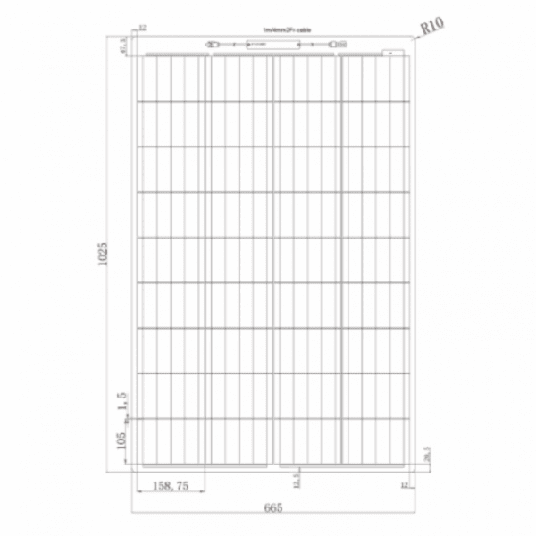 120w black semi-flexible fibreglass solar panel with durable etfe coating