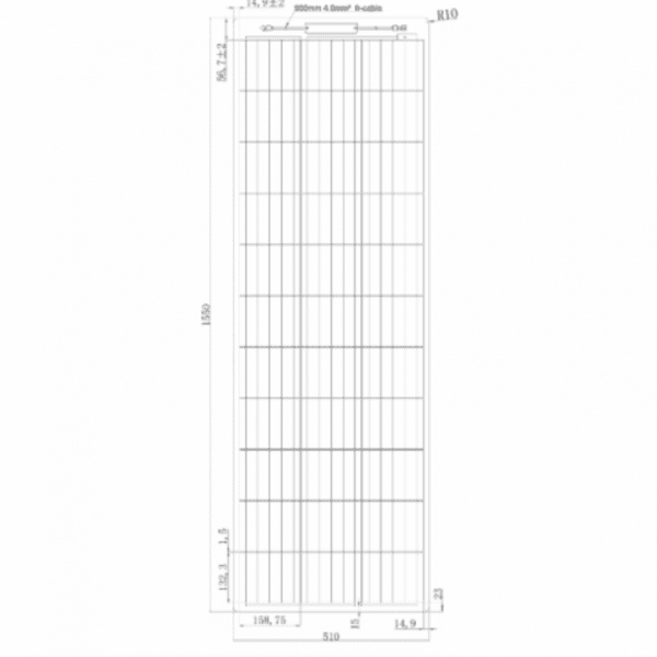 150w black narrow semi-flexible fibreglass solar panel with durable etfe coating