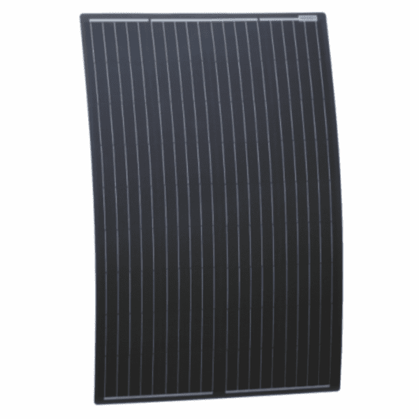 120w black semi-flexible fibreglass solar panel with round rear junction box and 3m cable, with durable etfe coating