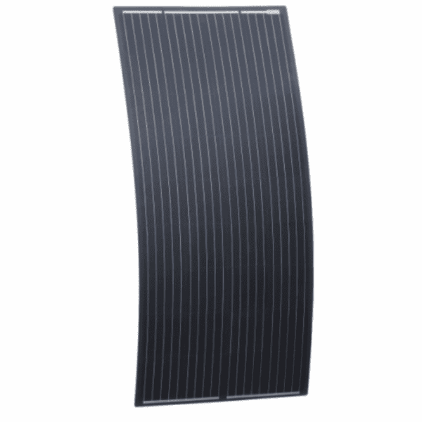 200w black semi-flexible fibreglass solar panel with round rear junction box and 3m cable, with durable etfe coating