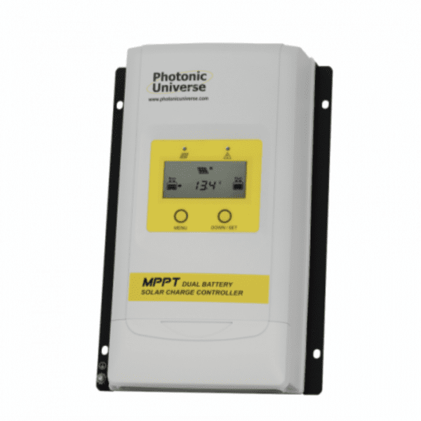 high efficiency 20a dual battery mppt solar charge controller with lcd display for solar panels up to 260w (12v battery system) / 520w (24v battery system)